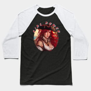 Girl power, pirate wench in red Baseball T-Shirt